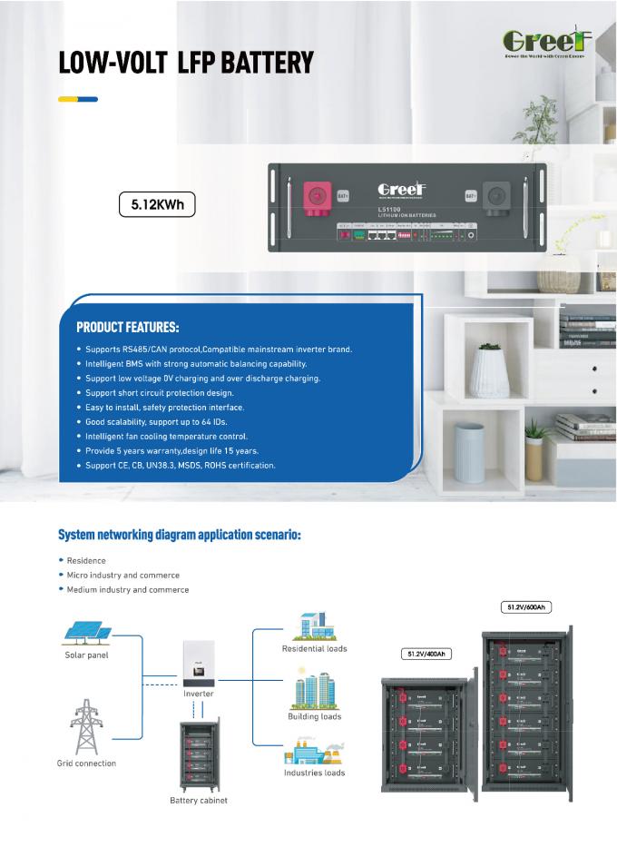 Μπαταρία Λιθίου Χαμηλής Τάσης 60-280AH 48v 200ah Για Αποθήκευση Ενέργειας Συστήματος Solar & Hybrid για το Σπίτι 1