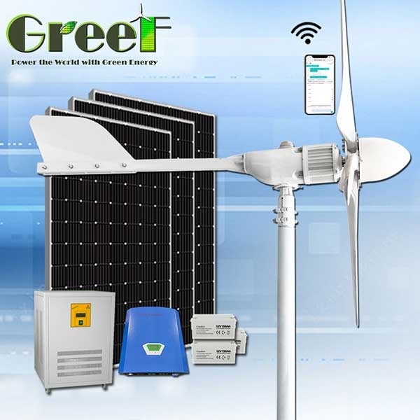 2KW χαμηλή περιστροφή/λεπτό 3 φάσης πλήρης εξάρτηση ηλεκτρικών συστημάτων ανεμοστροβίλων εναλλασσόμενου ρεύματος ηλιακή υβριδική