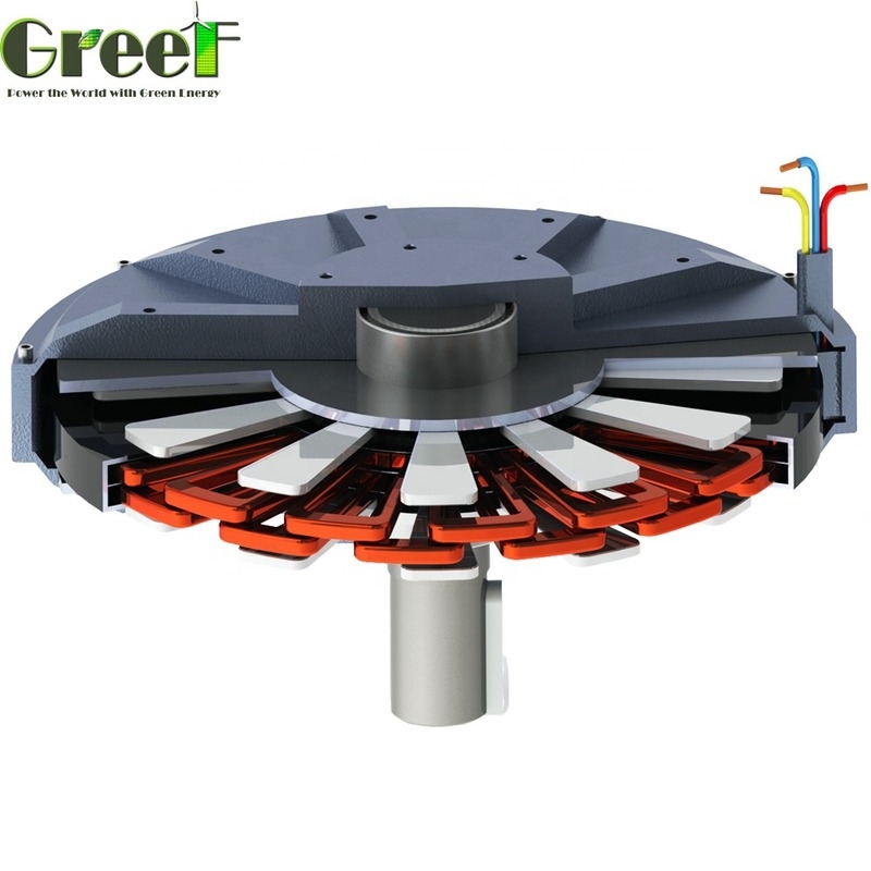 μόνιμη γεννήτρια 3 μαγνητών δίσκων 2kw Coreless παραγωγή ηλεκτρικής ενέργειας φάσης