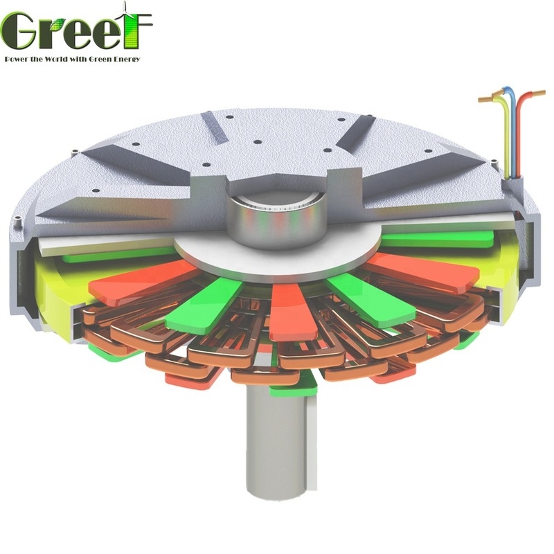μόνιμη γεννήτρια 3 μαγνητών δίσκων 2kw Coreless παραγωγή ηλεκτρικής ενέργειας φάσης